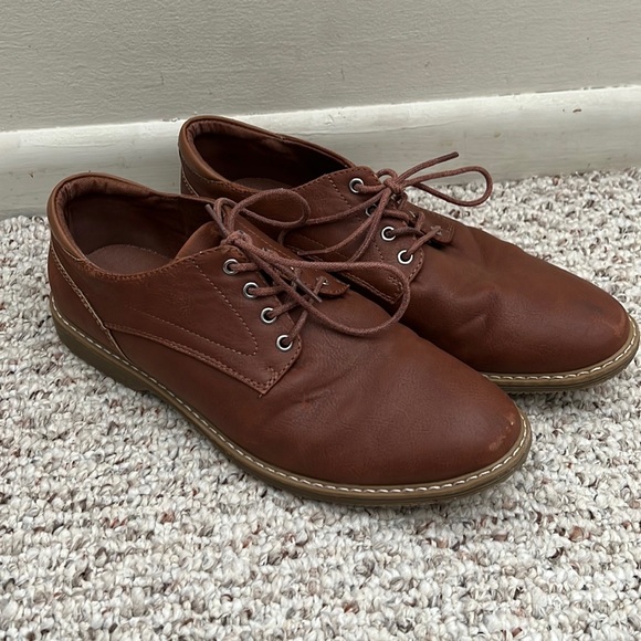 London Fog Shoes London Fog Memory Foam Brown Leather Dress Shoes